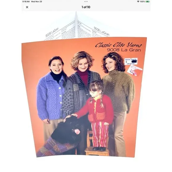 Classic Yarns 9008 La Gran Sweaters Vtg 70s 80s Knitting Bk Family & Dog Sweater - Picture 2 of 10